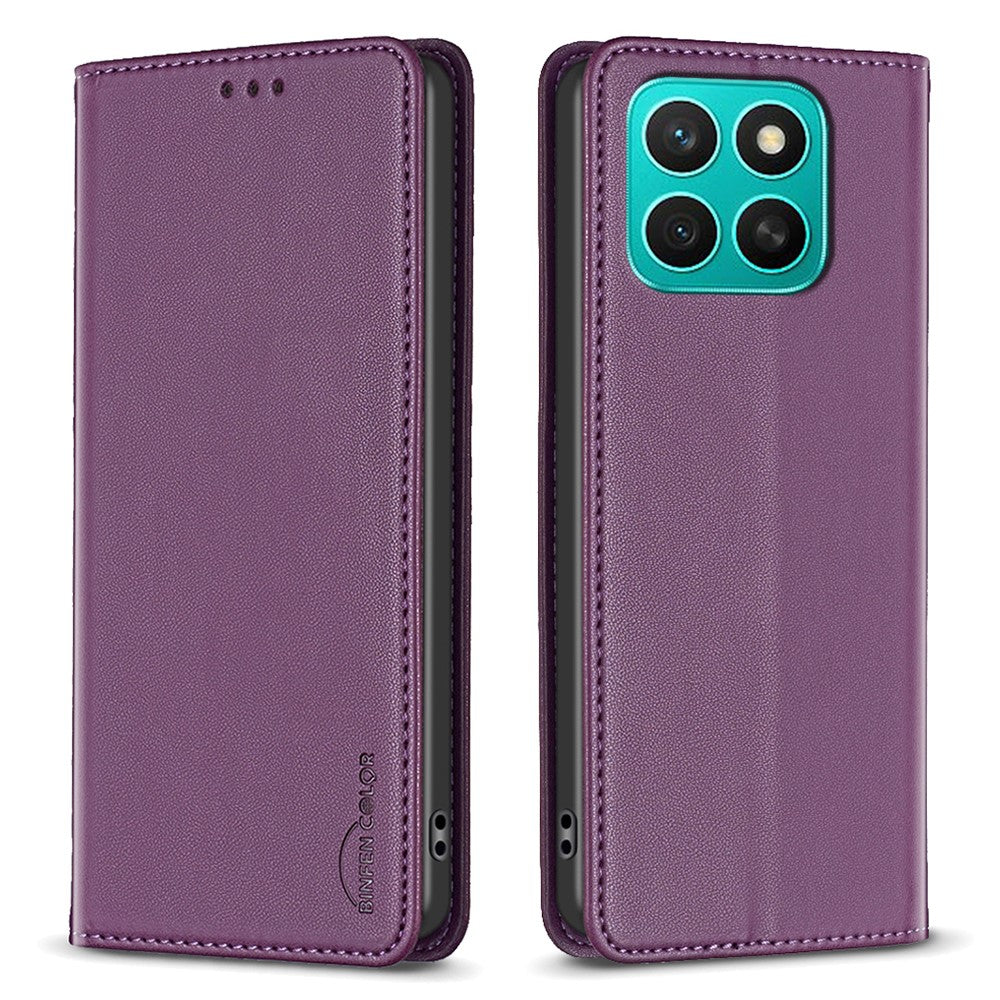 BINFEN COLOR BF18 For Honor X8c 4G Leather Case Card Slots Phone Cover
