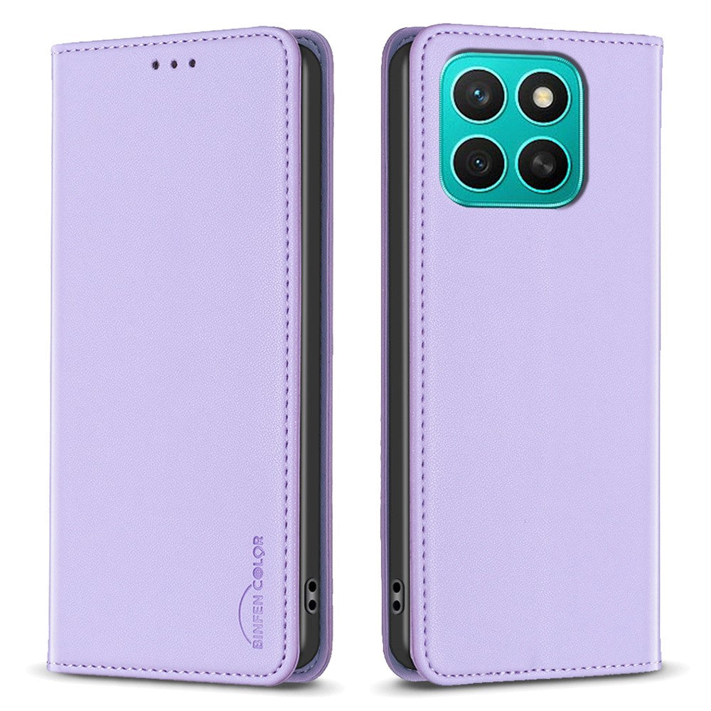 BINFEN COLOR BF18 For Honor X8c 4G Leather Case Card Slots Phone Cover