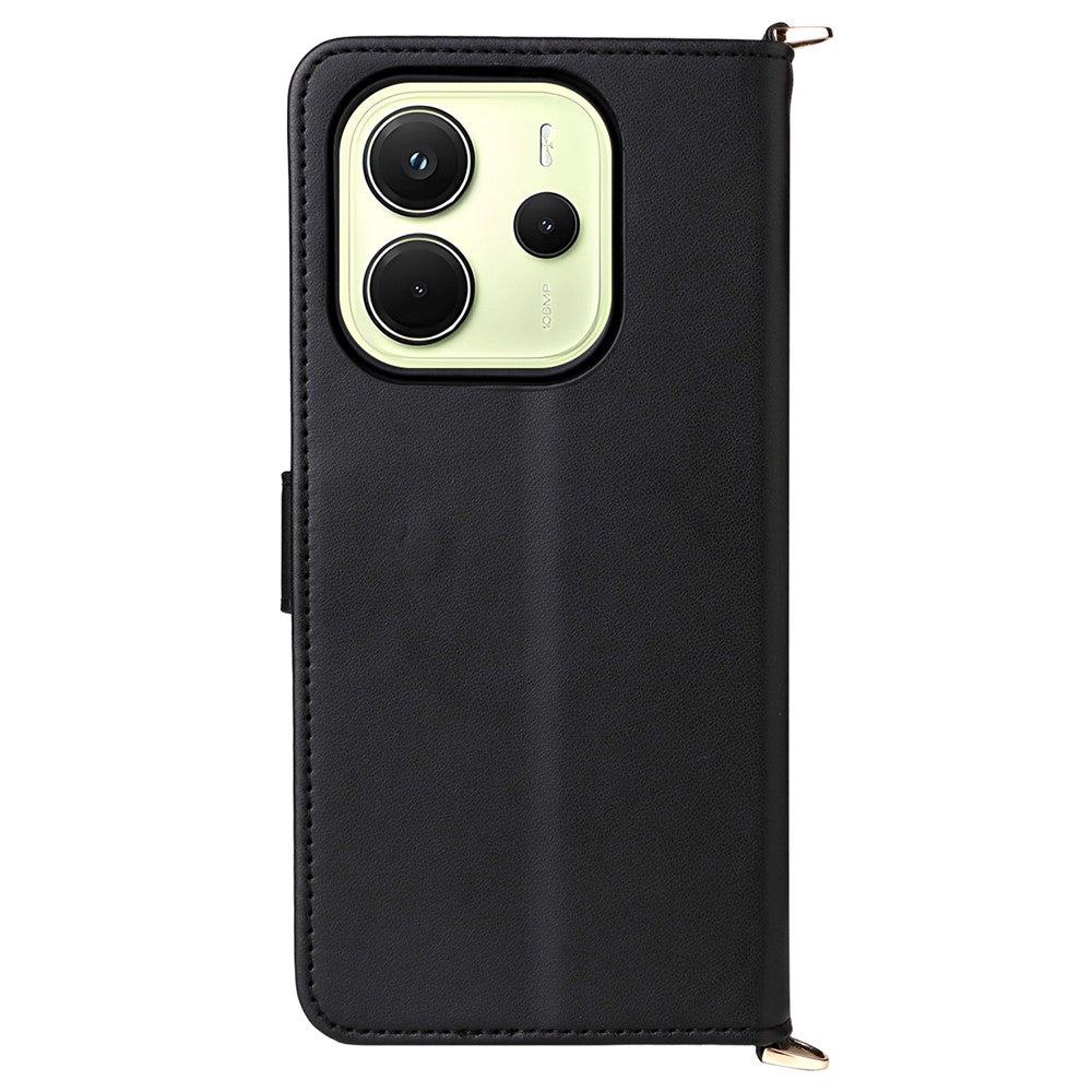 Xiaomi Redmi Note 14 4G (164.84mm) Plånboksfodral med axelrem/handledsrem Läderfodral för mobil, stativ