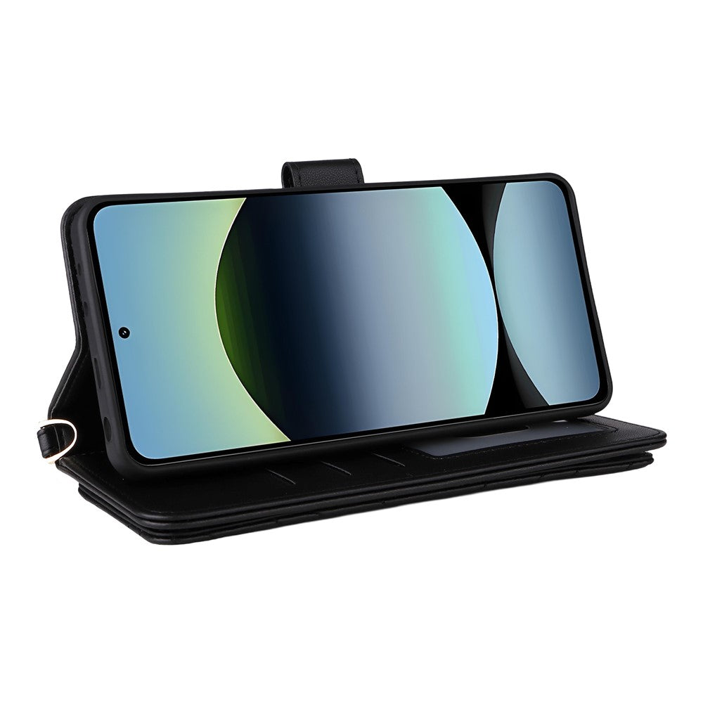 Xiaomi Redmi Note 14 4G (164.84mm) Plånboksfodral med axelrem/handledsrem Läderfodral för mobil, stativ