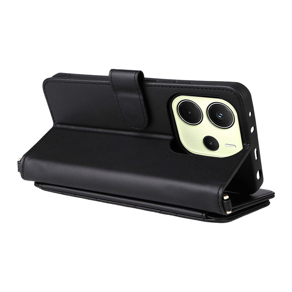 Xiaomi Redmi Note 14 4G (164.84mm) Plånboksfodral med axelrem/handledsrem Läderfodral för mobil, stativ