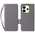 For Xiaomi Redmi Note 14 4G (163.25mm) Case with Wrist Strap Litchi Texture PU Leather Wallet Phone Cover