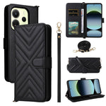 For Xiaomi Redmi Note 14 4G (163.25mm) Wallet Case with Shoulder / Wrist Strap Leather Phone Cover Stand
