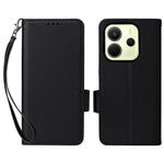 For Xiaomi Redmi Note 14 4G (163.25mm) Case with Wrist Strap Litchi Texture PU Leather Wallet Phone Cover