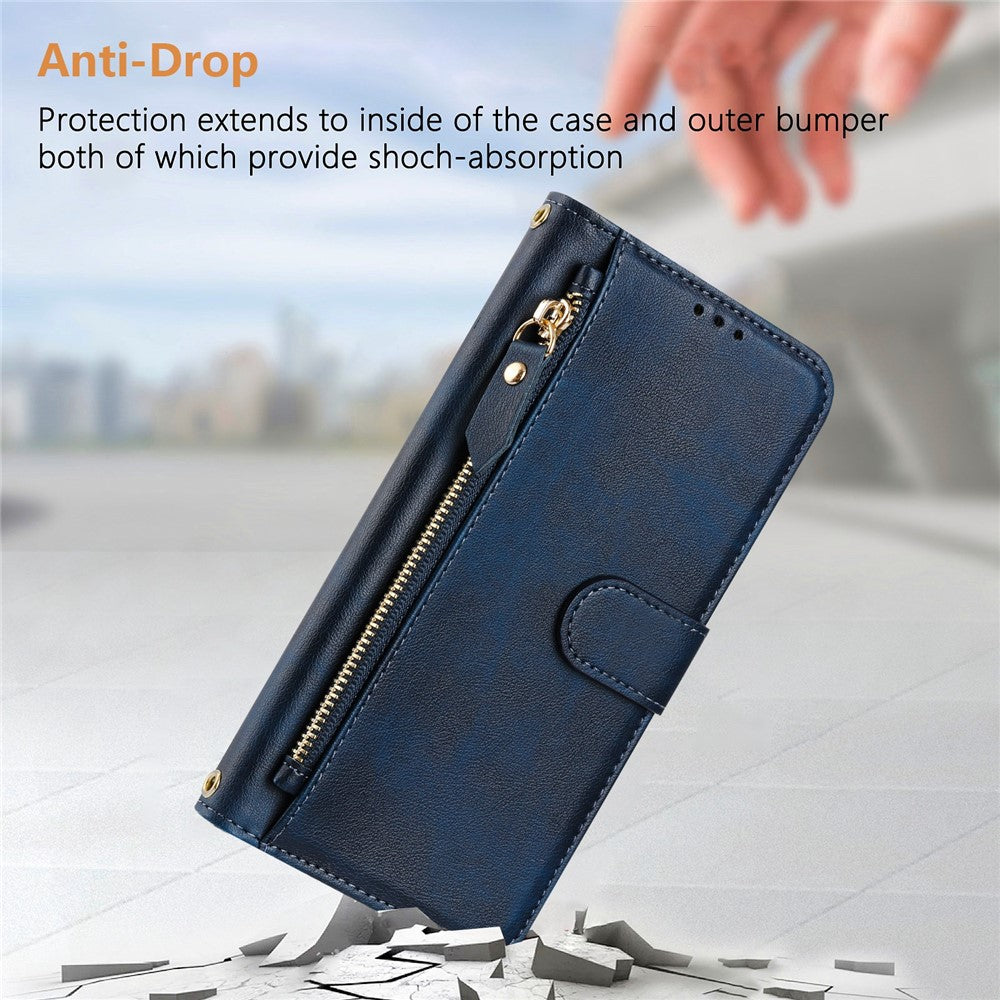 For Xiaomi Redmi Note 14 4G (163.25mm) Case Zipper Pocket Multiple Card Slots Leather Phone Cover