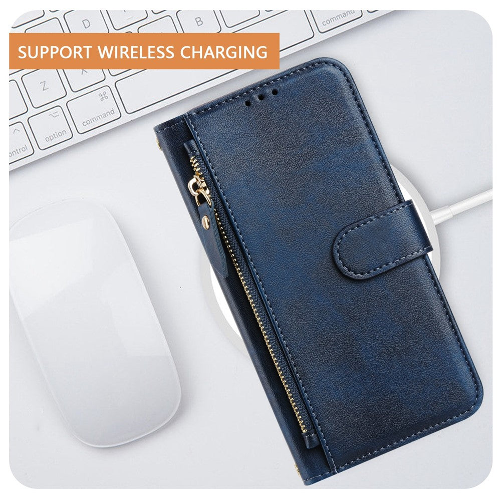 For Xiaomi Redmi Note 14 4G (163.25mm) Case Zipper Pocket Multiple Card Slots Leather Phone Cover