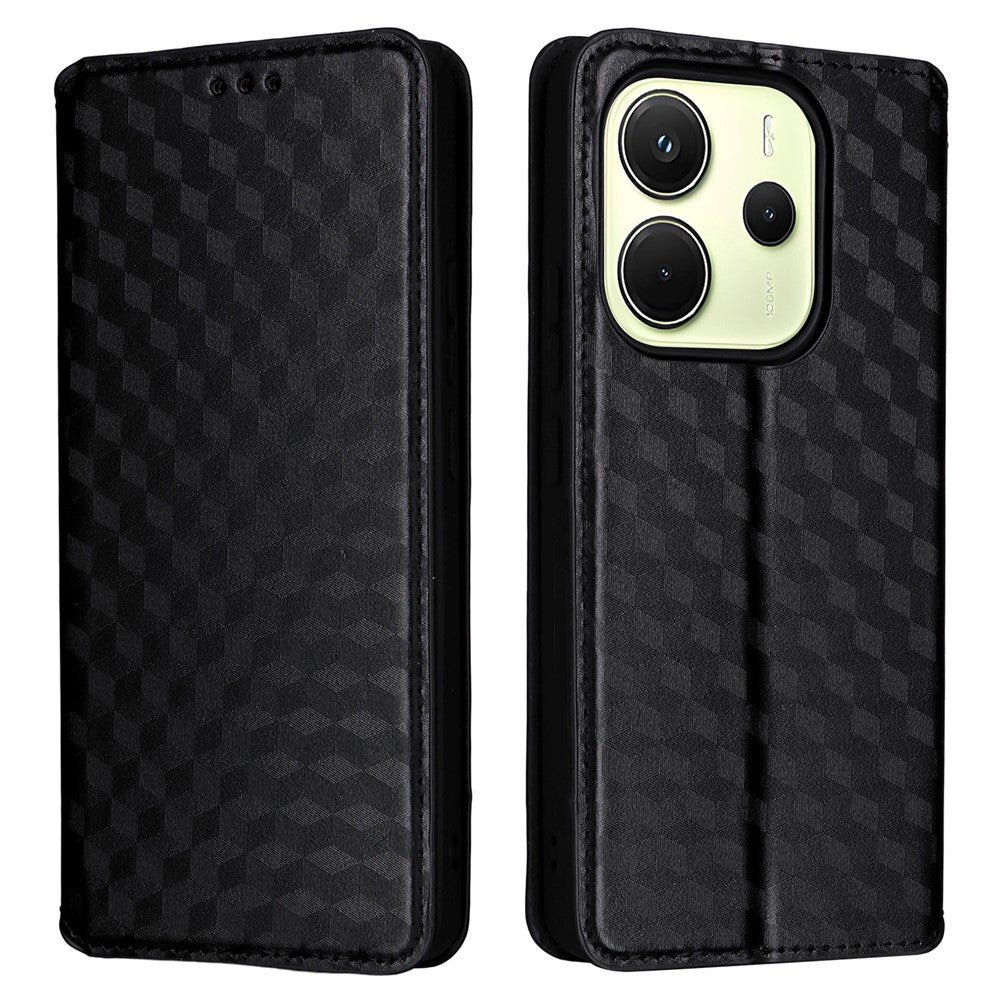 For Xiaomi Redmi Note 14 4G (163.25mm) Case Wallet Rhombus Imprinted Leather Phone Cover