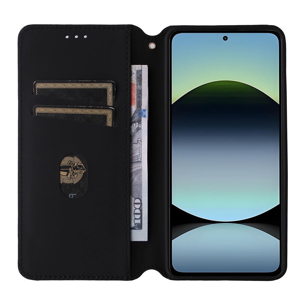 For Xiaomi Redmi Note 14 4G (163.25mm) Case Wallet Rhombus Imprinted Leather Phone Cover