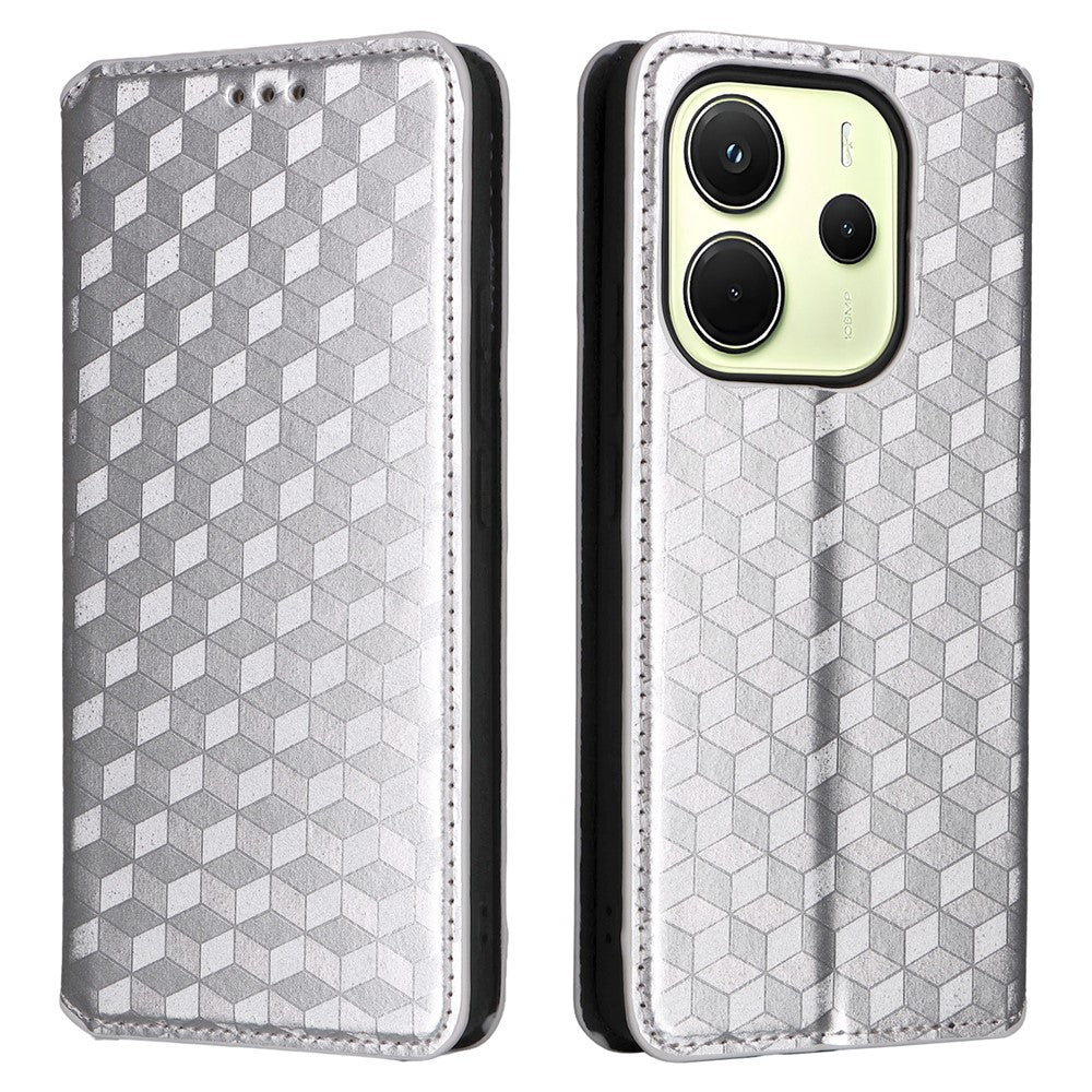 For Xiaomi Redmi Note 14 4G (163.25mm) Case Wallet Rhombus Imprinted Leather Phone Cover