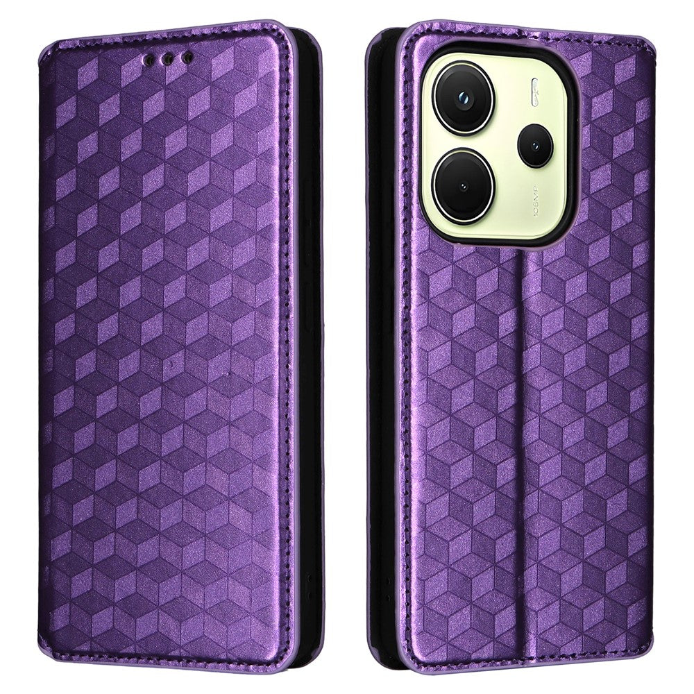 For Xiaomi Redmi Note 14 4G (163.25mm) Case Wallet Rhombus Imprinted Leather Phone Cover