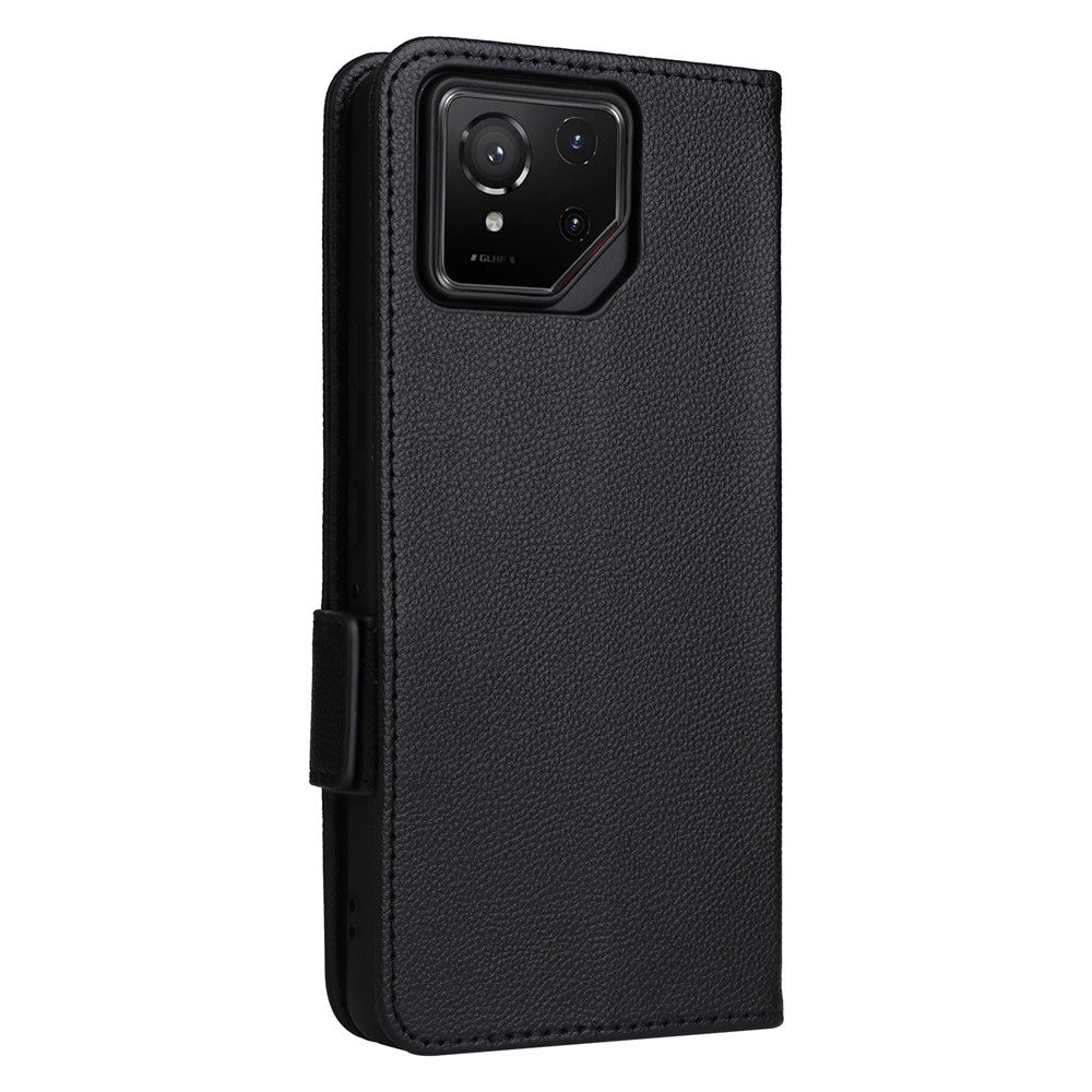 Til Asus ROG Phone 9 5G / Phone 9 Pro 5G Etui med Håndledsrem Litchi Tekstur PU Læder Pung Telefon Cover