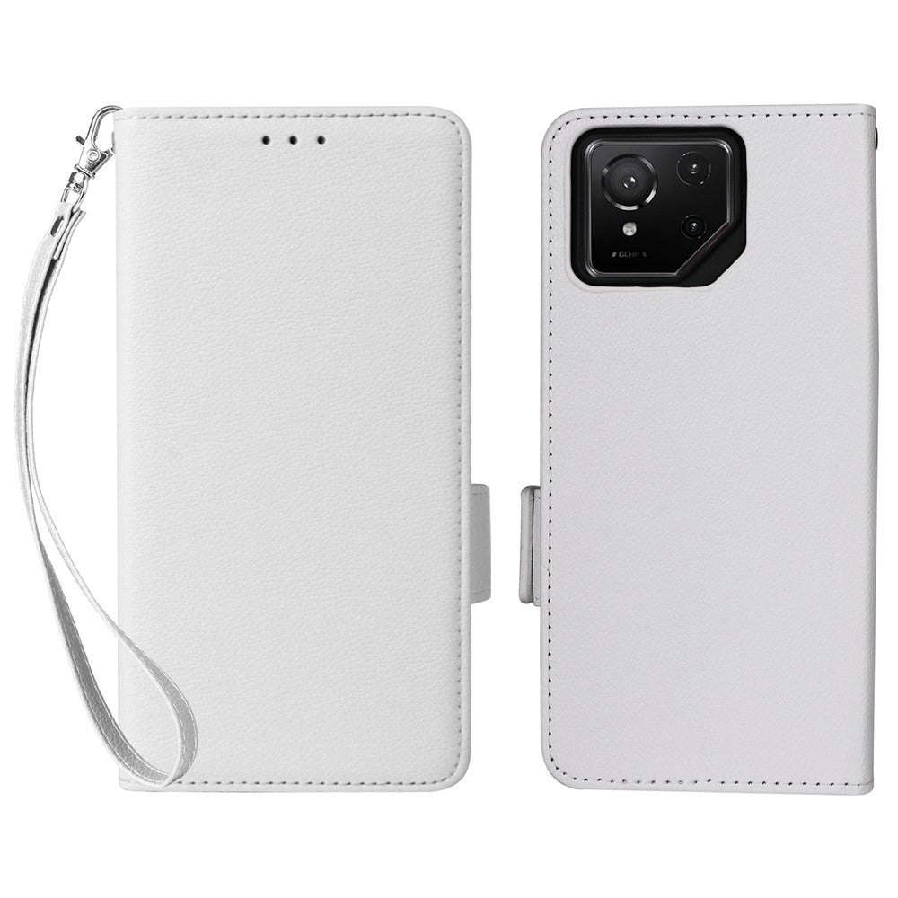 Til Asus ROG Phone 9 5G / Phone 9 Pro 5G Etui med Håndledsrem Litchi Tekstur PU Læder Pung Telefon Cover