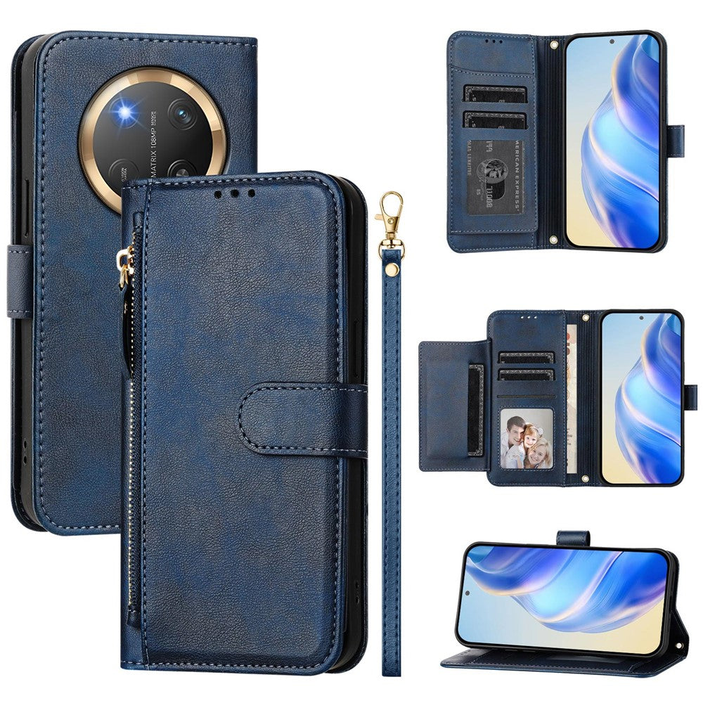 Til Honor Magic7 Lite 5G / X9c 5G / X60 Pro 5G Etui Lynlåslomme Flere Kortlommer Læder Telefoncover