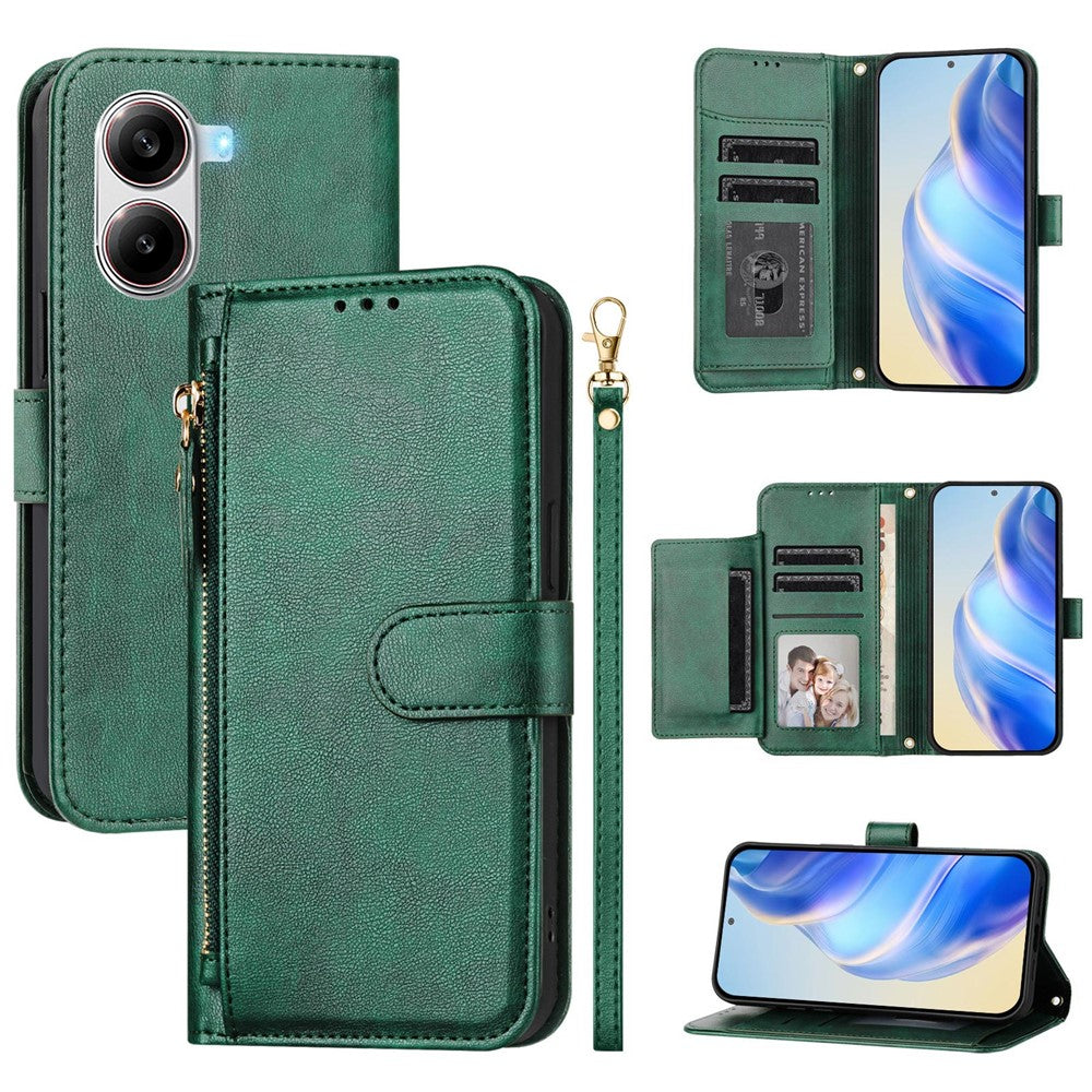 For Xiaomi Poco X7 Pro 5G Case Zipper Pocket Multiple Card Slots Leather Phone Cover