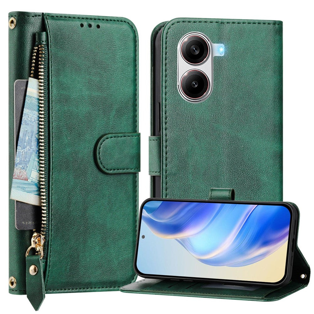 For Xiaomi Poco X7 Pro 5G Case Zipper Pocket Multiple Card Slots Leather Phone Cover