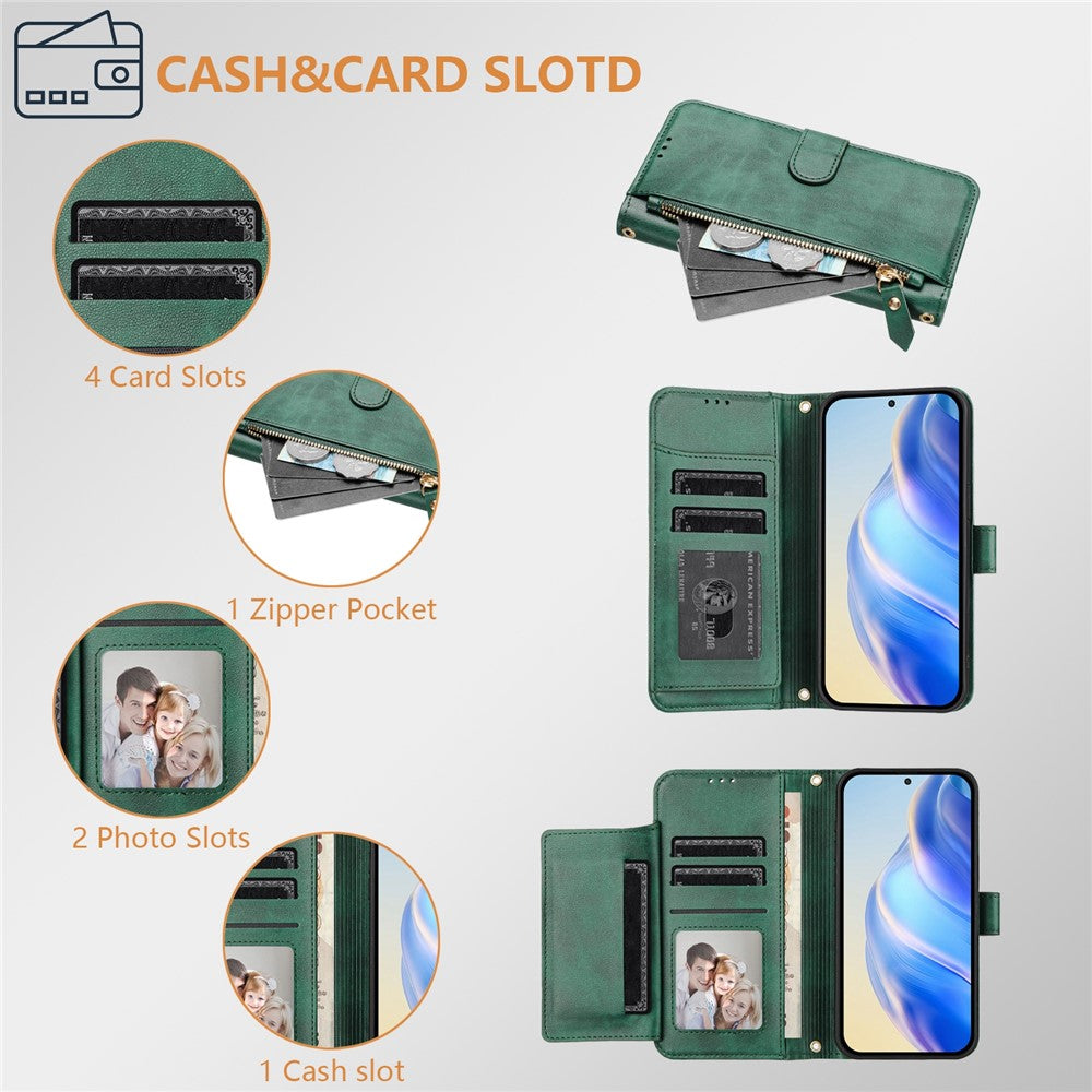 For Xiaomi Poco X7 Pro 5G Case Zipper Pocket Multiple Card Slots Leather Phone Cover