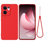 For Oppo Reno13 F 5G (Reno 13 FS 5G) / 4G Liquid Silicone Case Phone Back Cover with Hand Strap