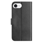 For iPhone 17e / 16e Stand Case with Strap PU Leather Wallet Phone Cover S Shape Stitching Design