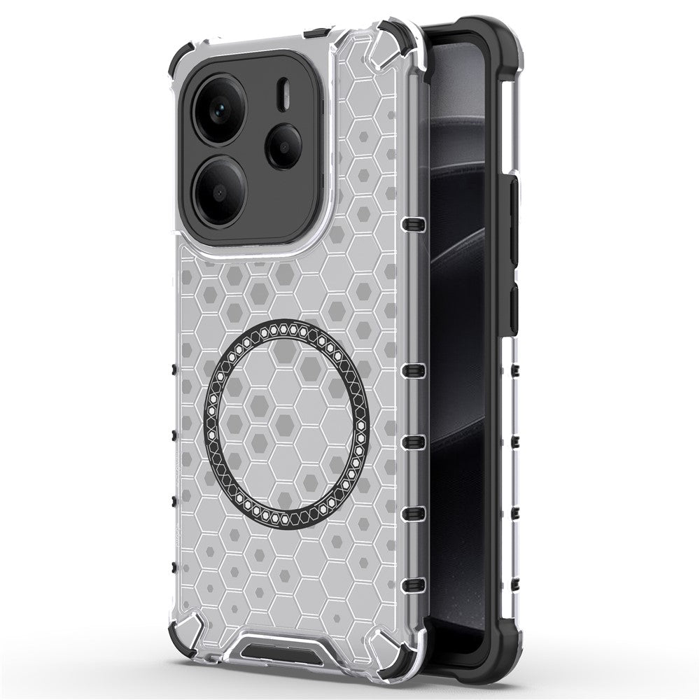 For Xiaomi Redmi Note 14 4G (163.25mm) Magnetic Case Honeycomb Design TPU + PC Phone Cover