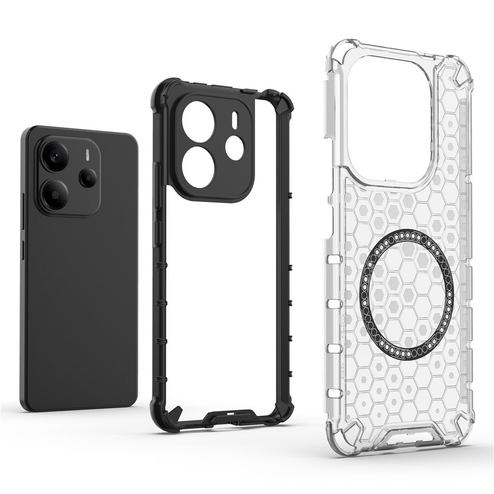 For Xiaomi Redmi Note 14 4G (163.25mm) Magnetic Case Honeycomb Design TPU + PC Phone Cover