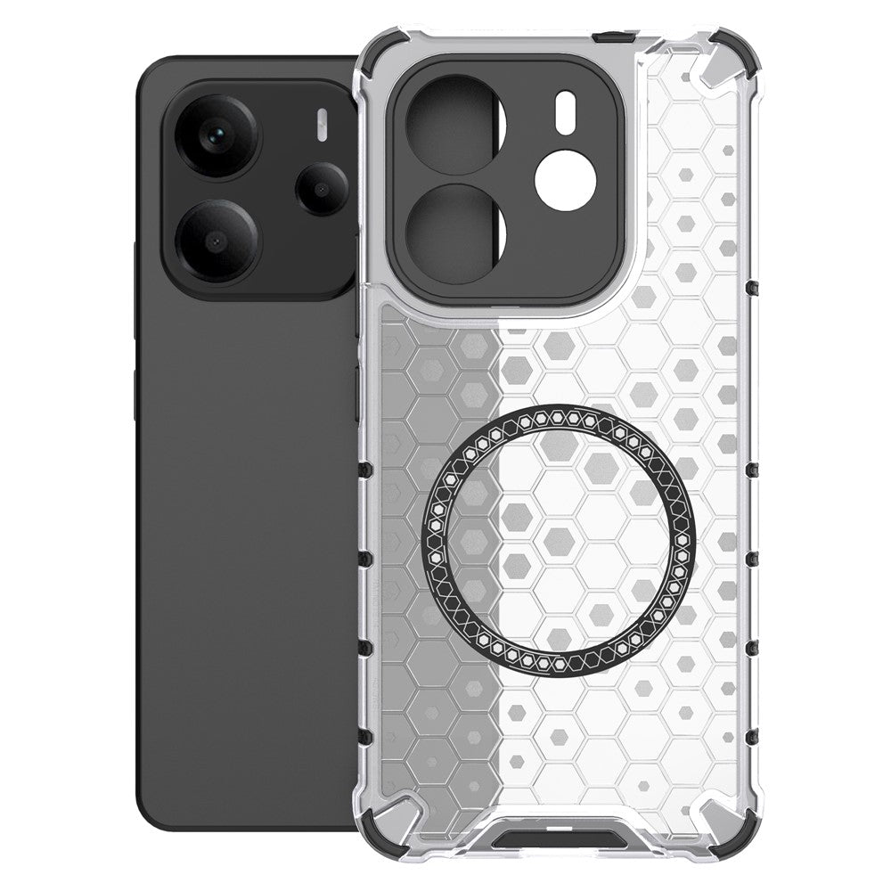 For Xiaomi Redmi Note 14 4G (163.25mm) Magnetic Case Honeycomb Design TPU + PC Phone Cover