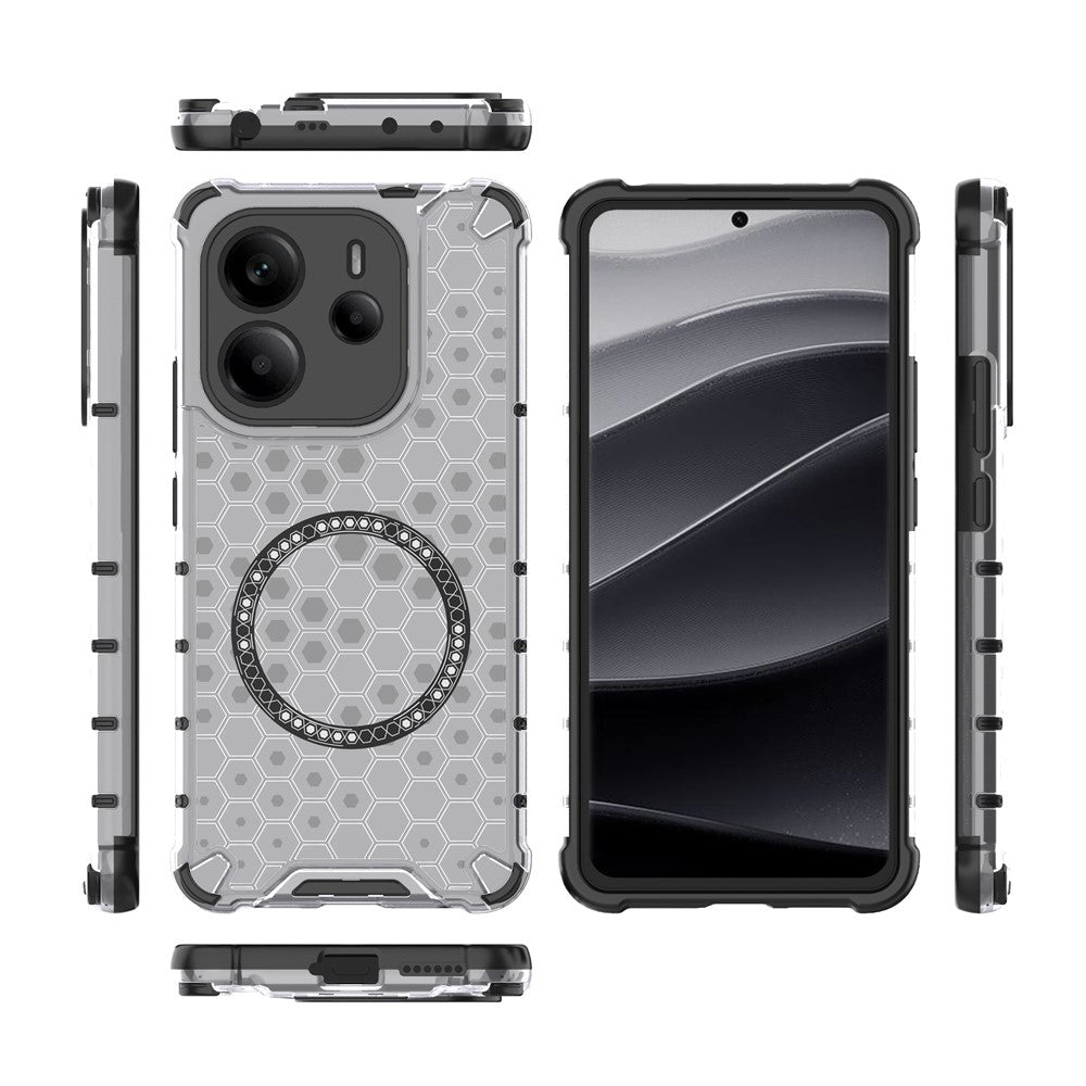 For Xiaomi Redmi Note 14 4G (163.25mm) Magnetic Case Honeycomb Design TPU + PC Phone Cover