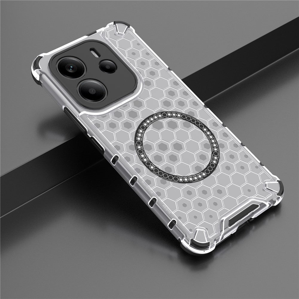 For Xiaomi Redmi Note 14 4G (163.25mm) Magnetic Case Honeycomb Design TPU + PC Phone Cover