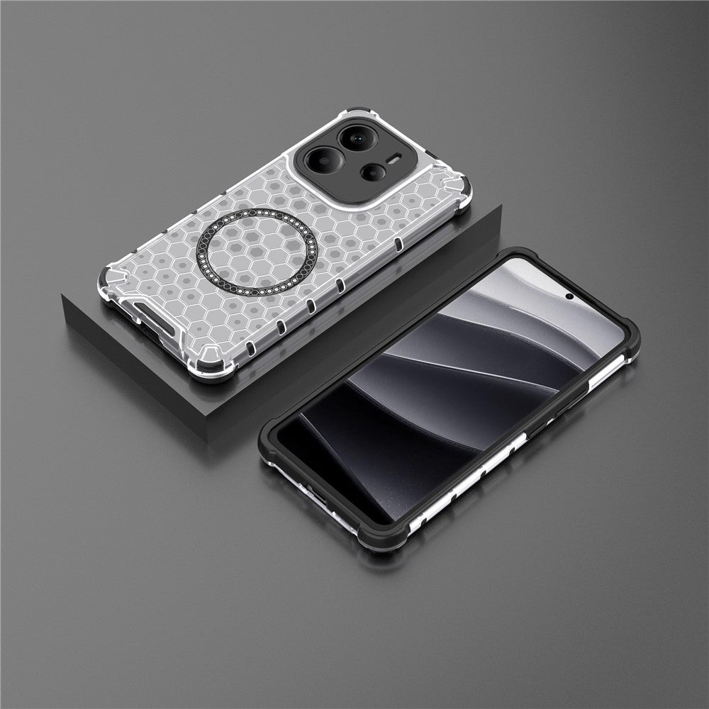 For Xiaomi Redmi Note 14 4G (163.25mm) Magnetic Case Honeycomb Design TPU + PC Phone Cover