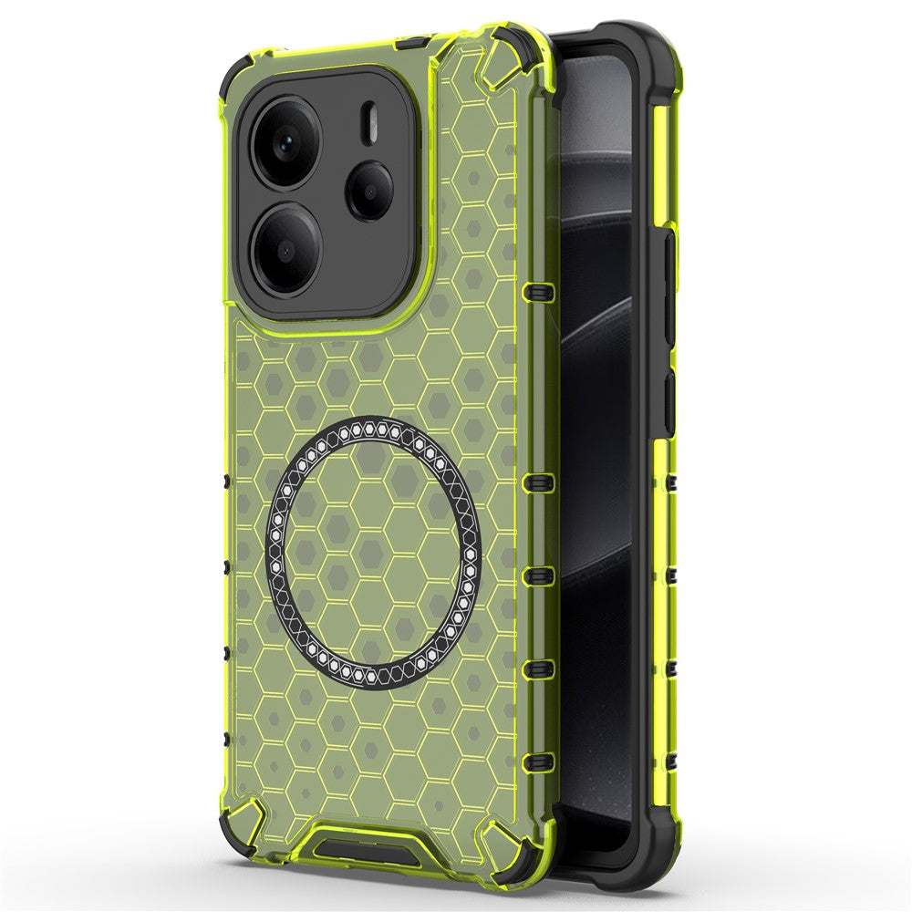 For Xiaomi Redmi Note 14 4G (163.25mm) Magnetic Case Honeycomb Design TPU + PC Phone Cover