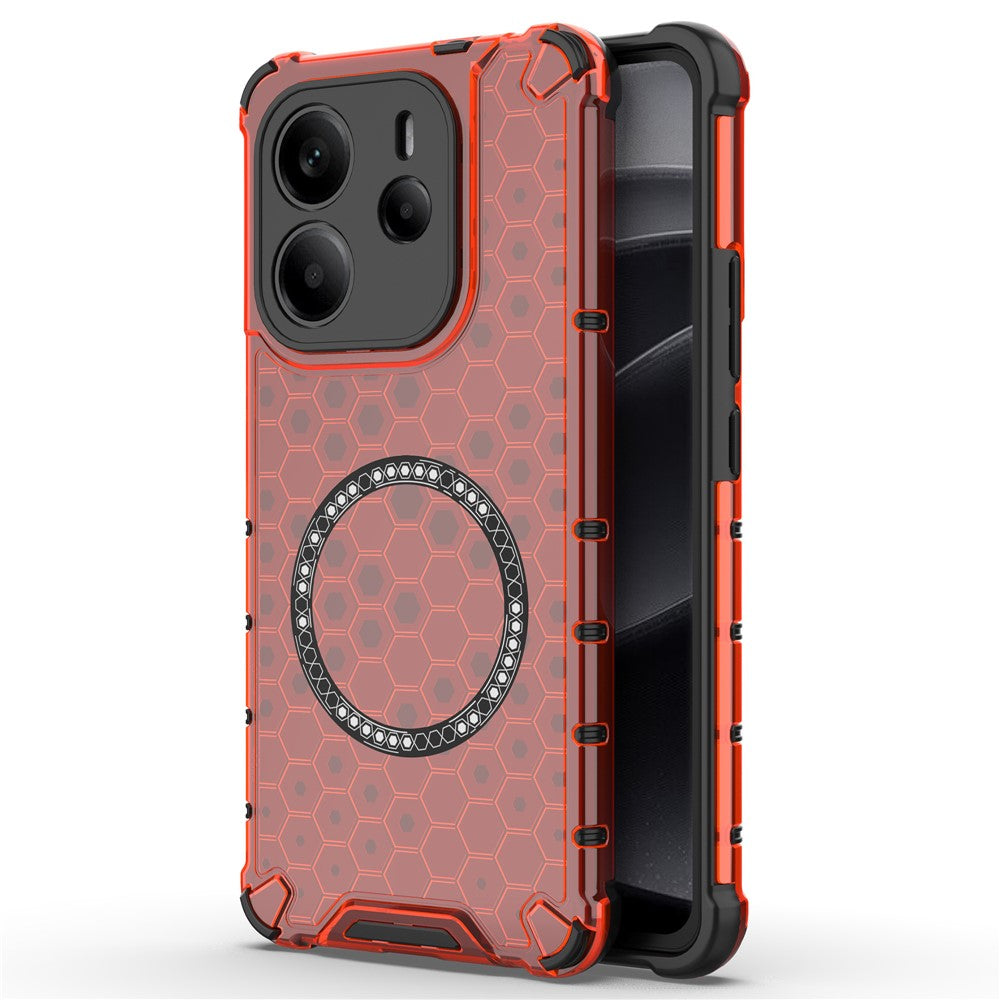 For Xiaomi Redmi Note 14 4G (163.25mm) Magnetic Case Honeycomb Design TPU + PC Phone Cover