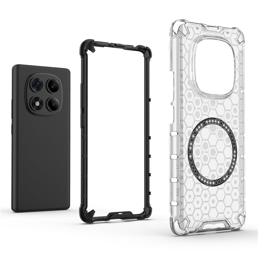 For Xiaomi Redmi Note 14 Pro 4G Magnetic Case Honeycomb Design TPU + PC Phone Cover