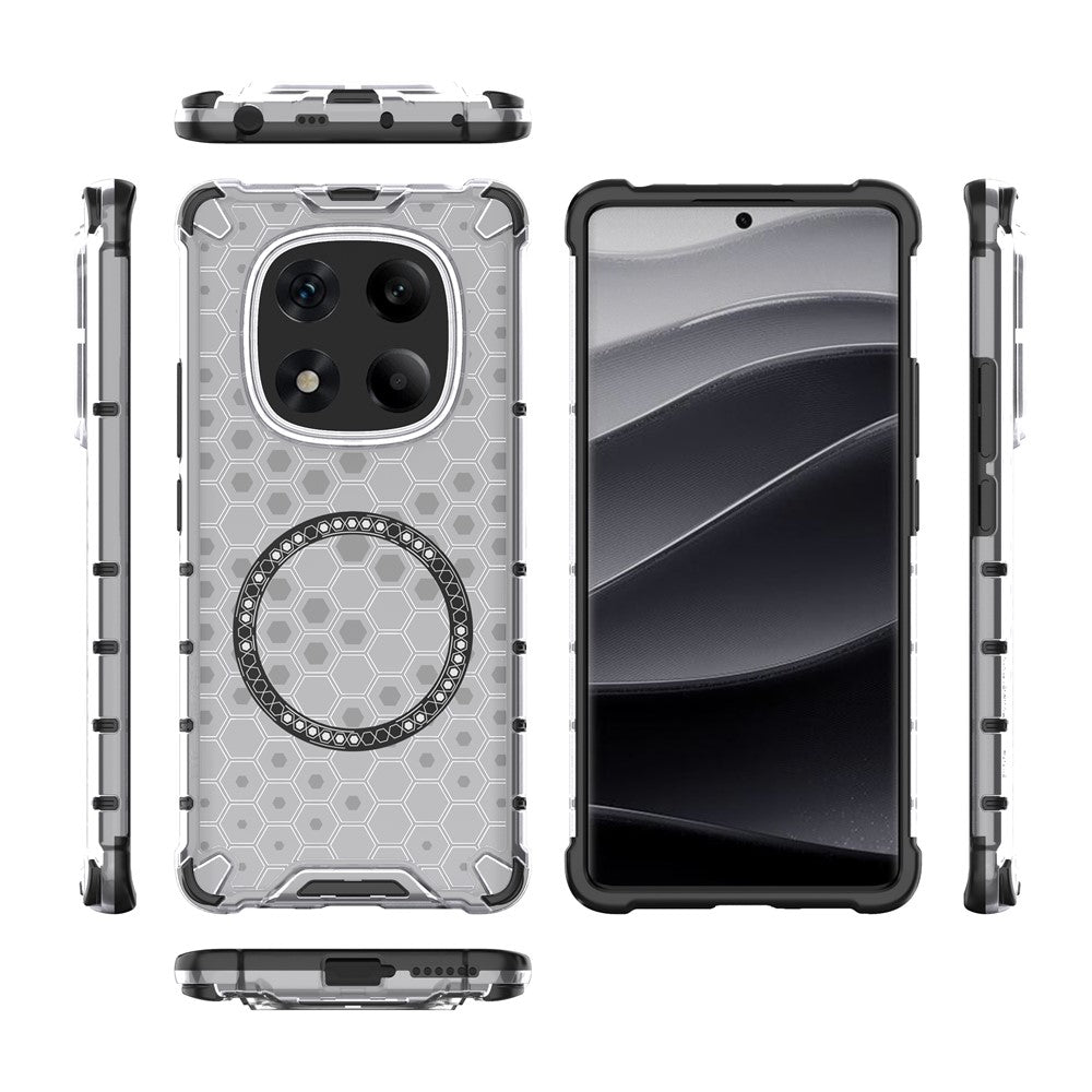 For Xiaomi Redmi Note 14 Pro 4G Magnetic Case Honeycomb Design TPU + PC Phone Cover