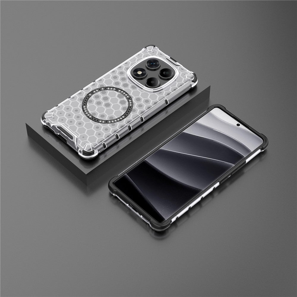 For Xiaomi Redmi Note 14 Pro 4G Magnetic Case Honeycomb Design TPU + PC Phone Cover