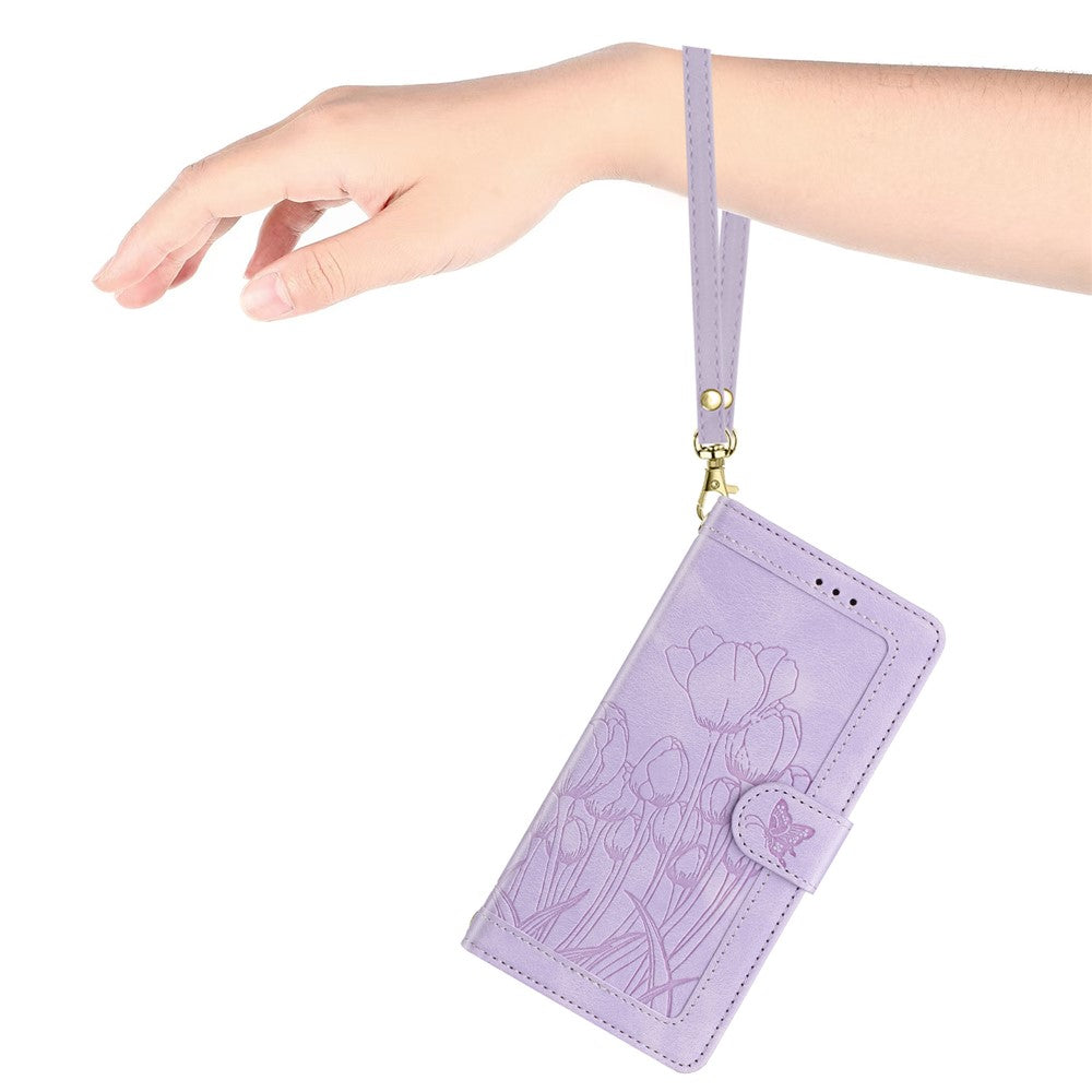 For Xiaomi Redmi Note 14 Pro+ 5G Tulip Leather Case Phone Cover with 5 Card Slots Wallet