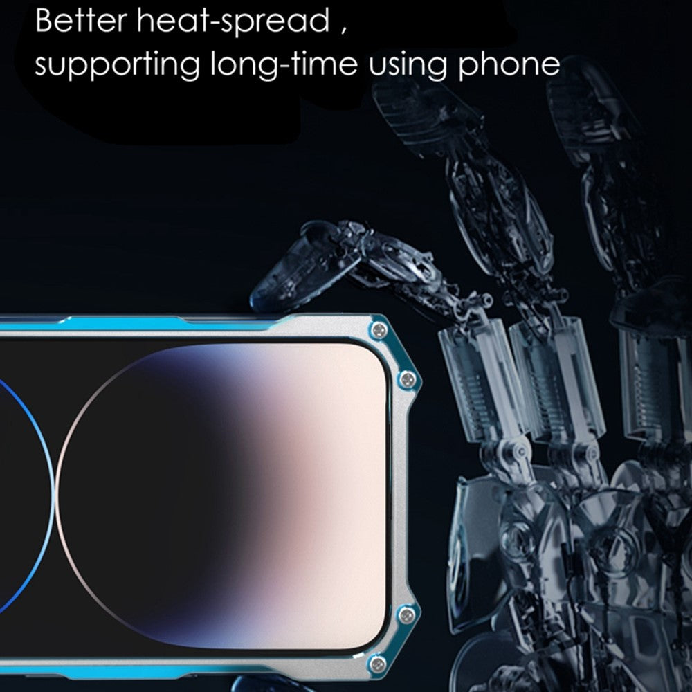 R-JUST Mechanical Armor Metal Shockproof Case for iPhone 14 Pro Anti-Fall Phone Shell Hollow Design Phone Protector