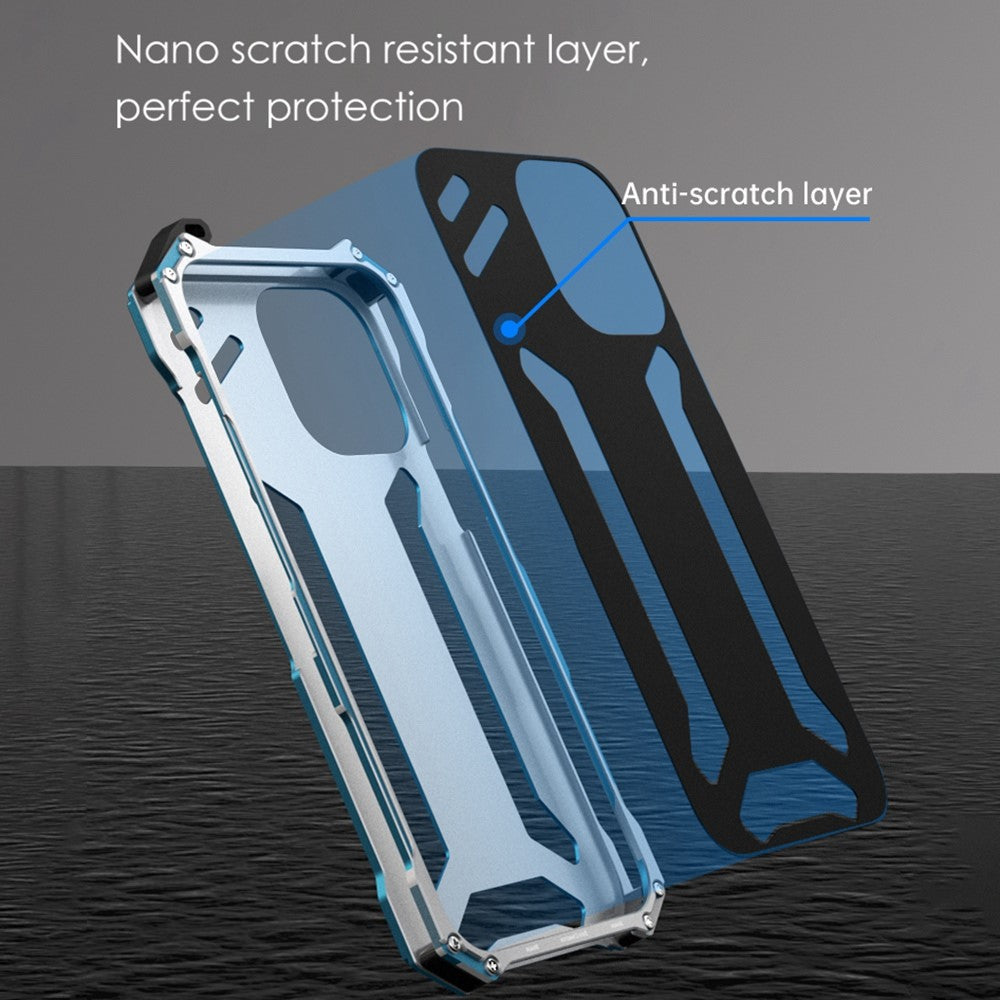 R-JUST Mechanical Armor Metal Shockproof Case for iPhone 14 Pro Anti-Fall Phone Shell Hollow Design Phone Protector