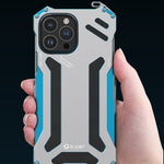 R-JUST Mechanical Armor Metal Shockproof Case for iPhone 14 Pro Anti-Fall Phone Shell Hollow Design Phone Protector