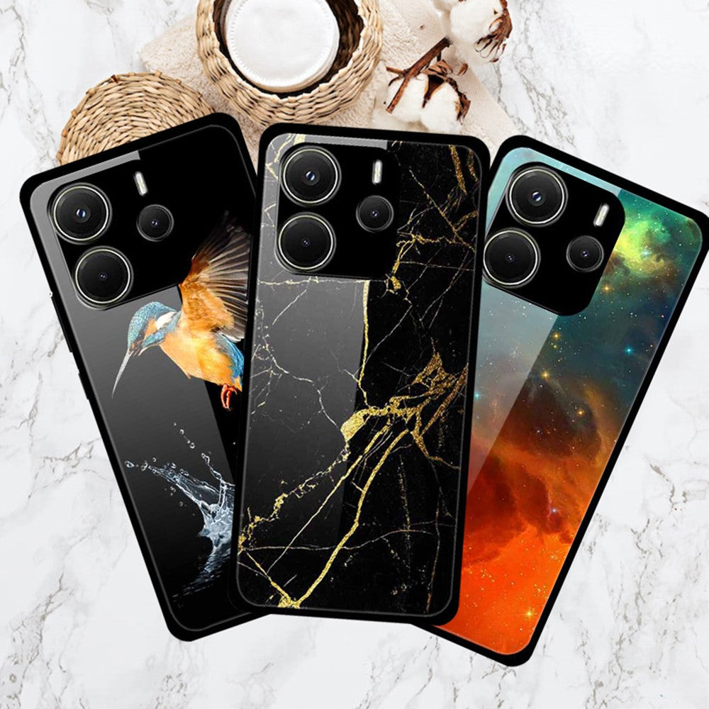 For Xiaomi Redmi Note 14 4G (163.25mm) Case Anti Drop PC + Tempered Glass + TPU Phone Cover Pattern Printing