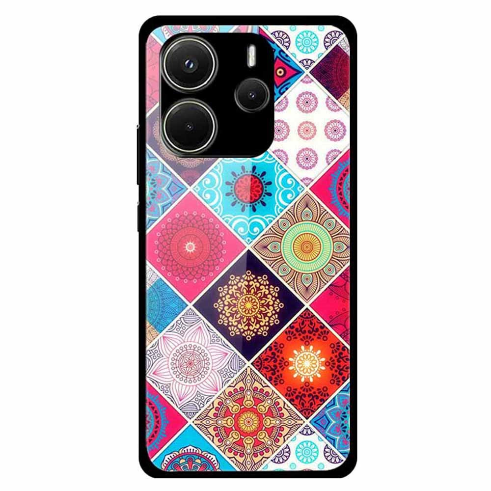 For Xiaomi Redmi Note 14 4G (163.25mm) Case Stylish Pattern PC+TPU+Tempered Glass Cell Phone Cover