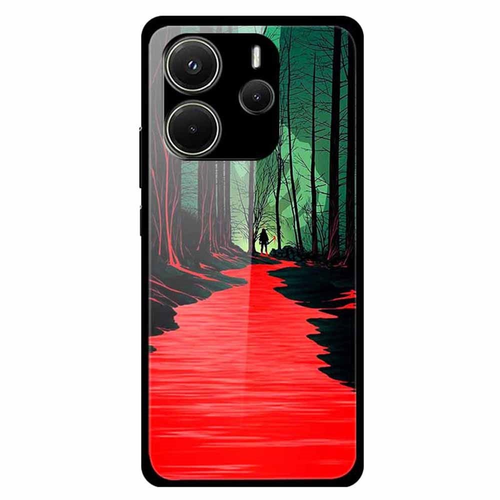 For Xiaomi Redmi Note 14 4G (163.25mm) Case Stylish Pattern PC+TPU+Tempered Glass Cell Phone Cover