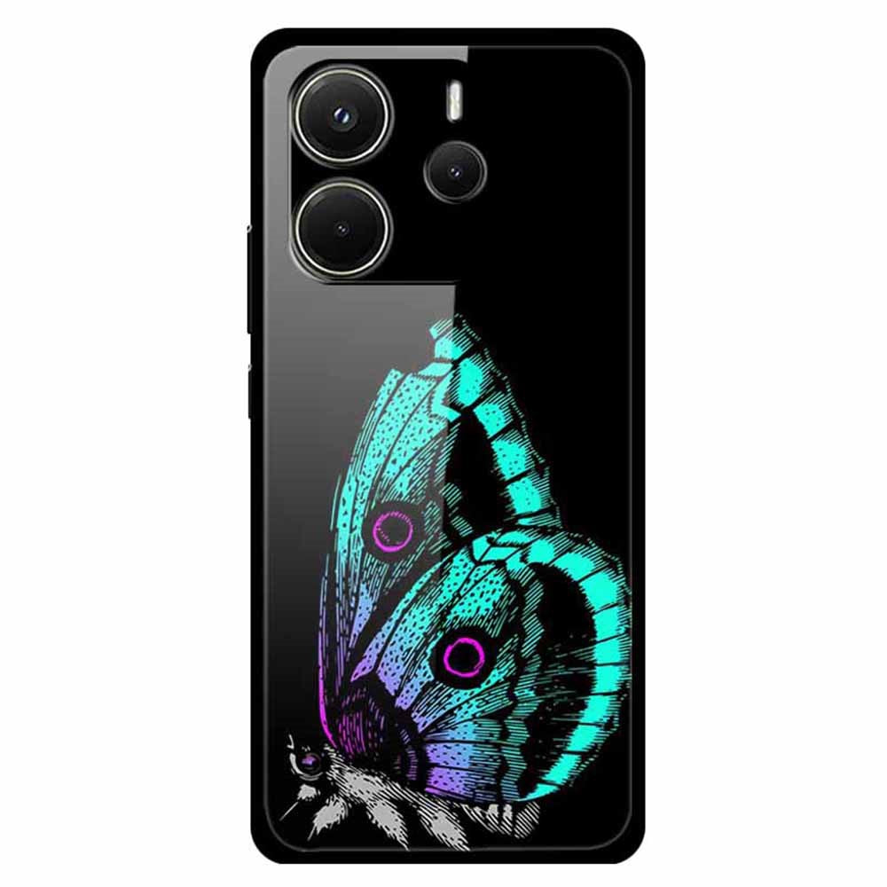 For Xiaomi Redmi Note 14 4G (163.25mm) Case Stylish Pattern PC+TPU+Tempered Glass Cell Phone Cover
