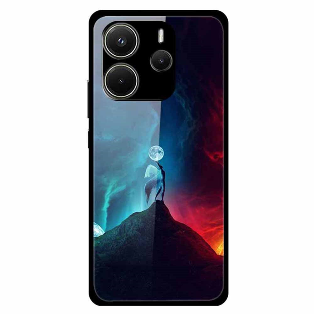 For Xiaomi Redmi Note 14 4G (163.25mm) Case Stylish Pattern PC+TPU+Tempered Glass Cell Phone Cover
