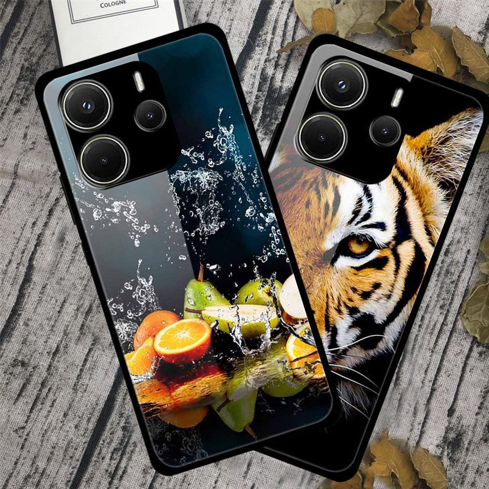 For Xiaomi Redmi Note 14 4G (163.25mm) Case Pattern Printed Tempered Glass Phone Cover