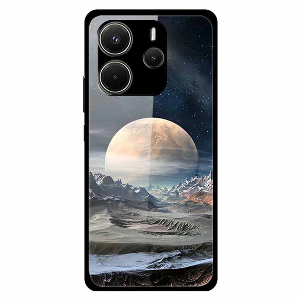 For Xiaomi Redmi Note 14 4G (163.25mm) Case Pattern Printed Tempered Glass Phone Cover