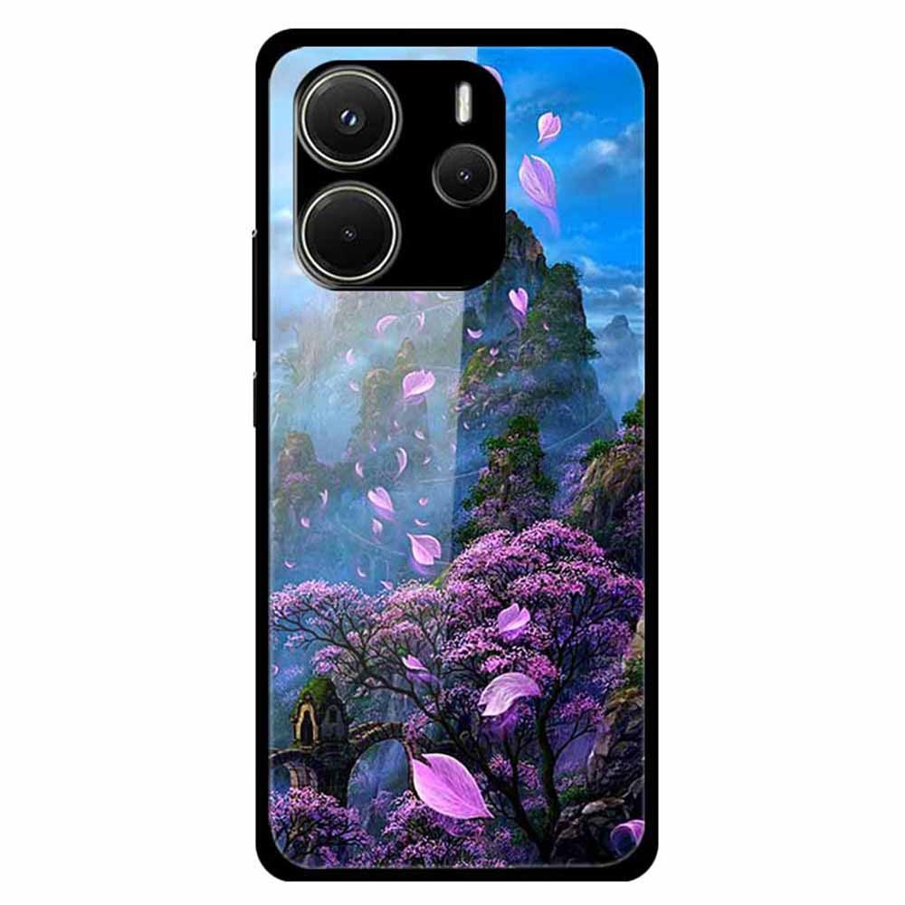 For Xiaomi Redmi Note 14 4G (163.25mm) Case Pattern Printed Tempered Glass Phone Cover