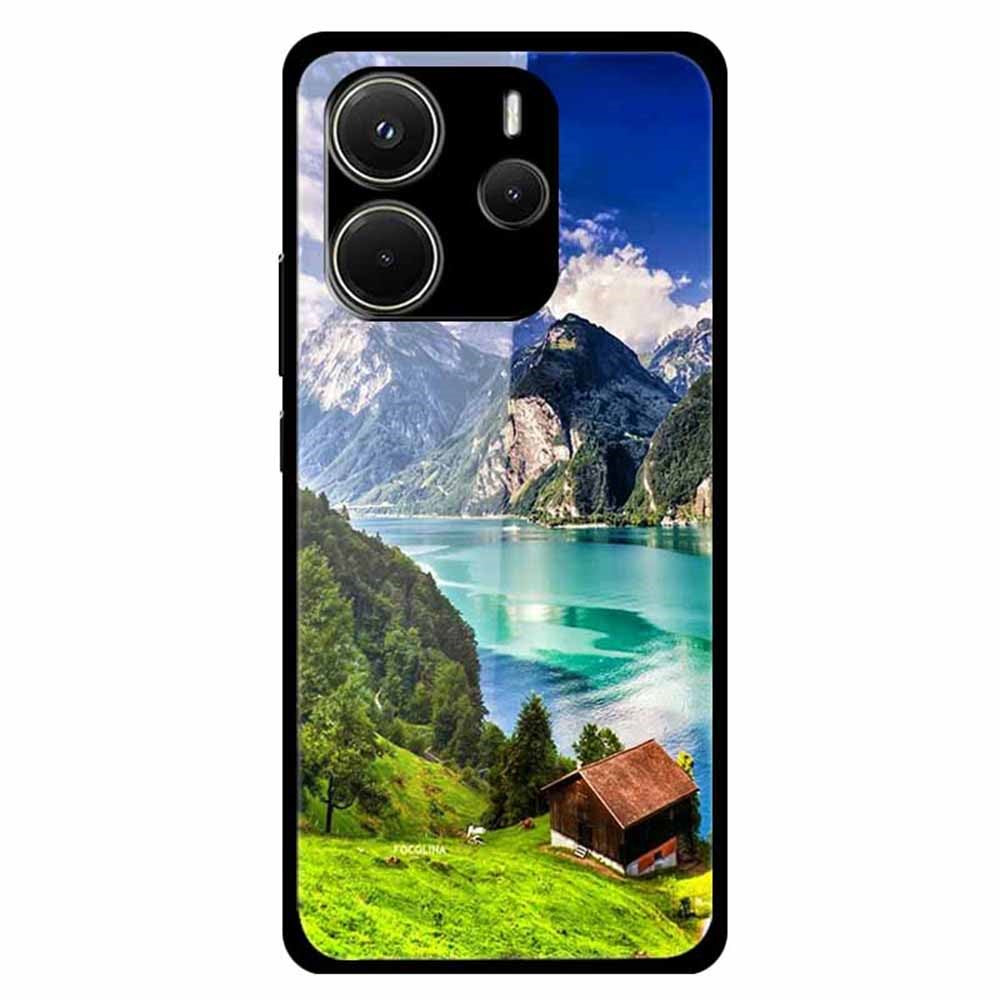 For Xiaomi Redmi Note 14 4G (163.25mm) Case Pattern Printed Tempered Glass Phone Cover