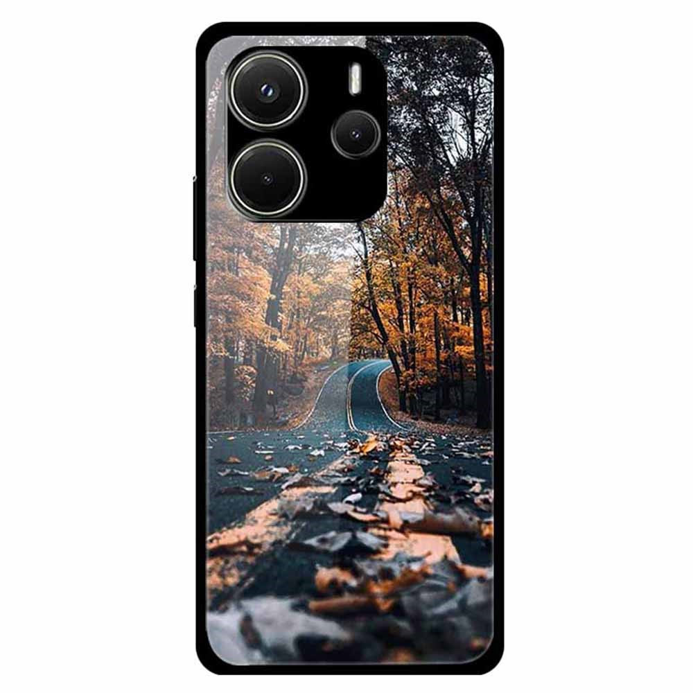 For Xiaomi Redmi Note 14 4G (163.25mm) Case Pattern Printed Tempered Glass Phone Cover