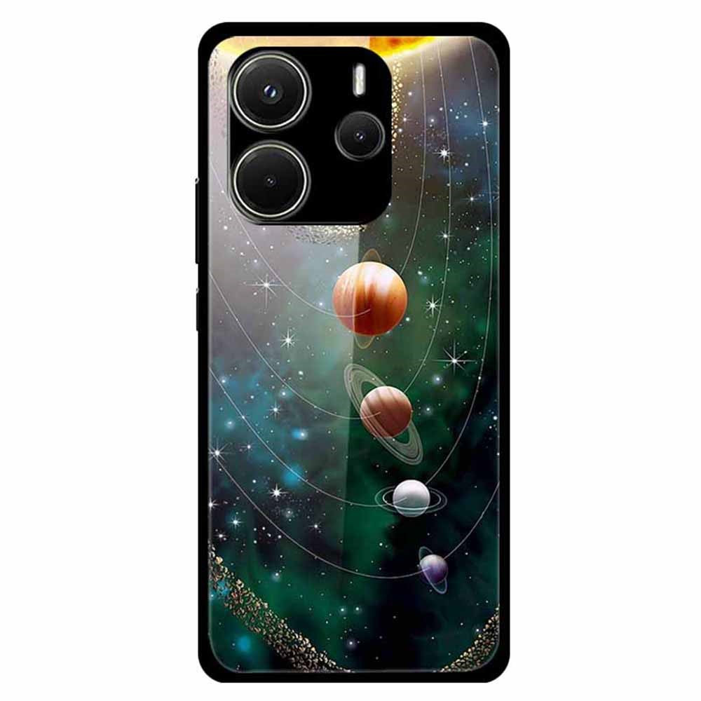 For Xiaomi Redmi Note 14 4G (163.25mm) Case Pattern Printed Tempered Glass Phone Cover