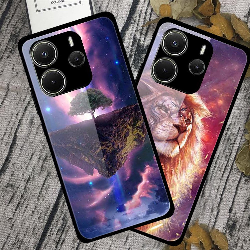 For Xiaomi Redmi Note 14 4G (163.25mm) Case Anti-Scratch Tempered Glass Pattern Phone Cover