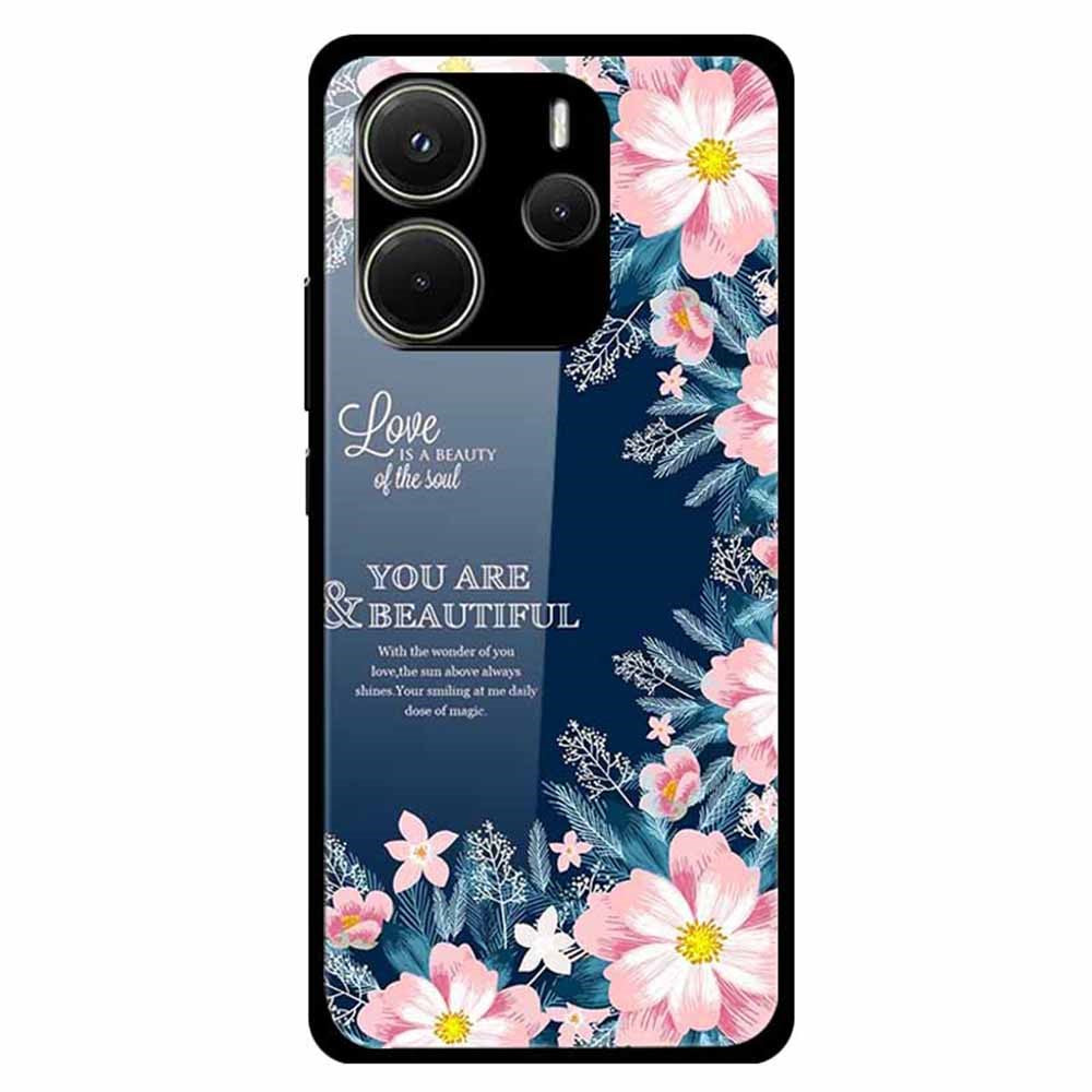 For Xiaomi Redmi Note 14 4G (163.25mm) Case Anti-Scratch Tempered Glass Pattern Phone Cover
